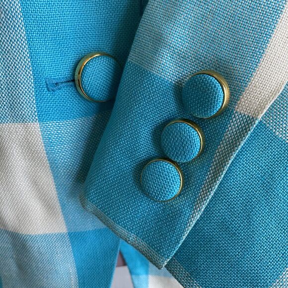 Vintage Kasper for ASL Skirt Suit Womens 10 Check Blazer Shoulder Pads 90s - Picture 5 of 9